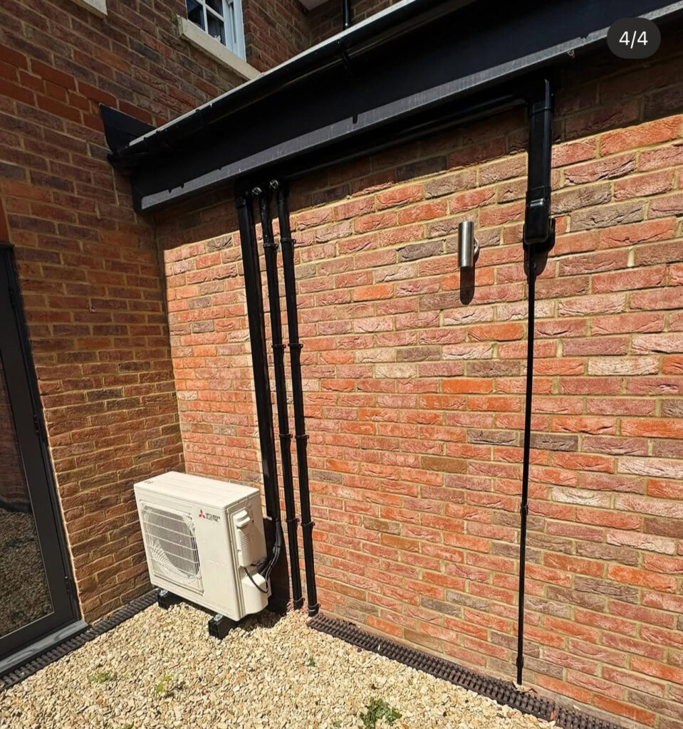 A Mitsubishi Air Conditioning unit was installed on the exterior of a property by Future Climate Ltd.