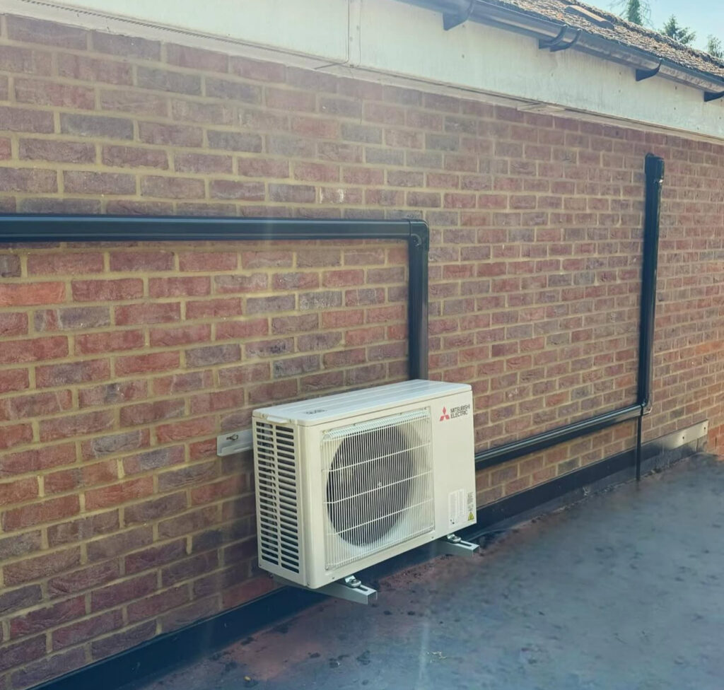 A Mitsubishi Air Conditioning unit was installed on the exterior of a property by Future Climate Ltd.